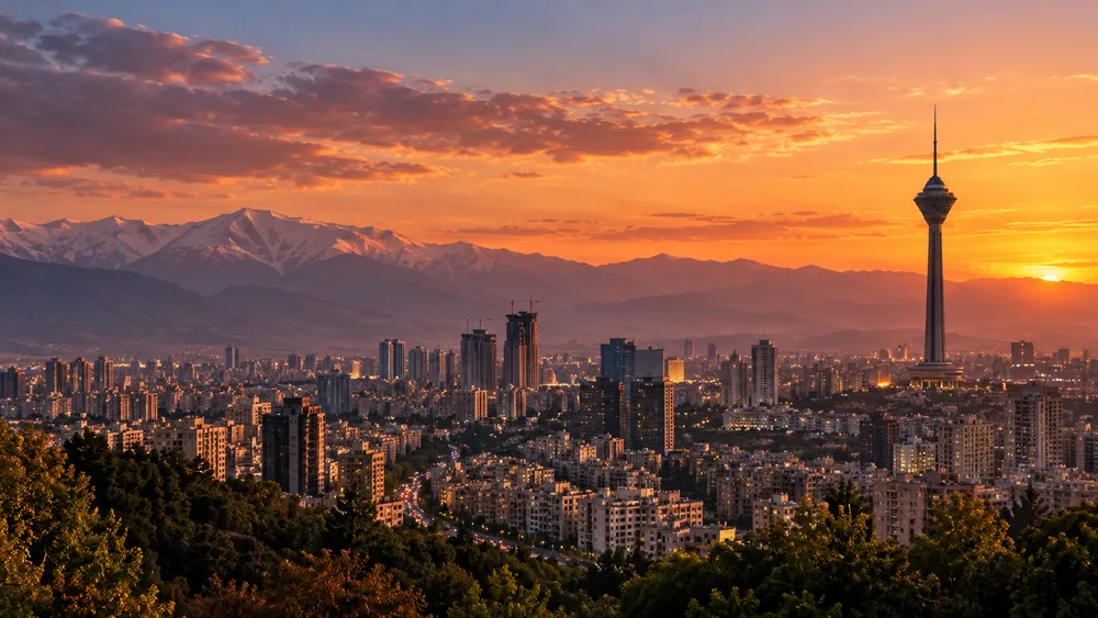 نمایی از تهران در غروب